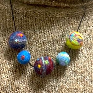 Multi Colored Handmade Wool Felted Ball Necklaces (Statement Jewelry)